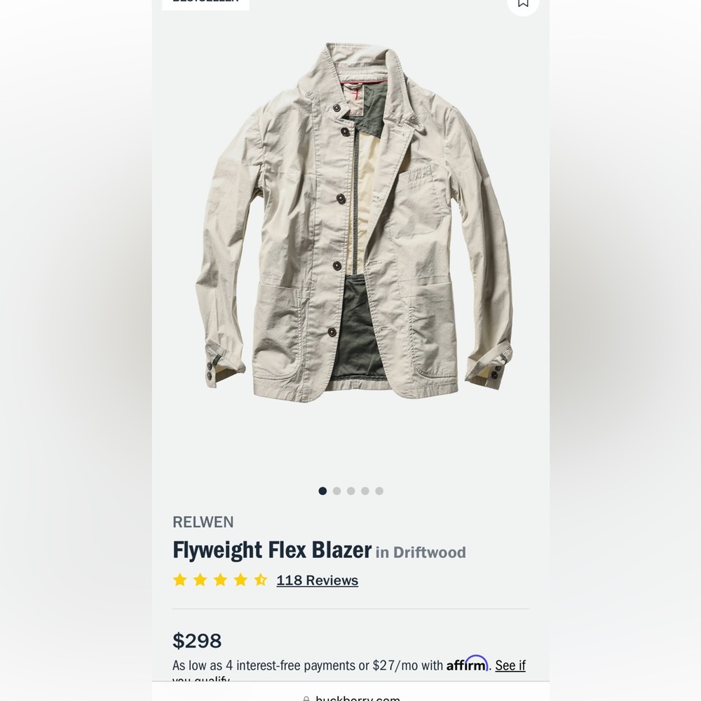 Relwen Flyweight Flex Blazer in driftwood